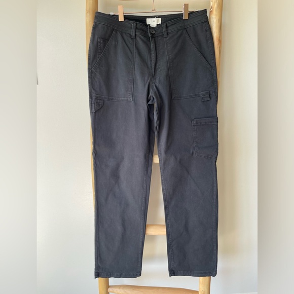 H&M Pants - H&M Black Straight Leg Twill Cotton Carpenter Cargo Casual Pants 8